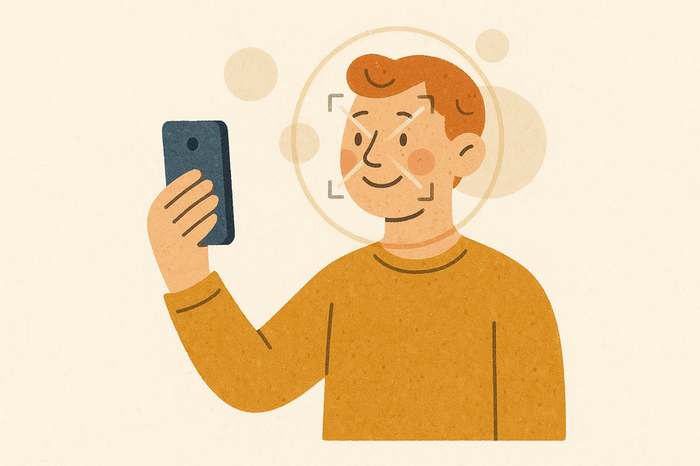 Person doing Face-iT scan